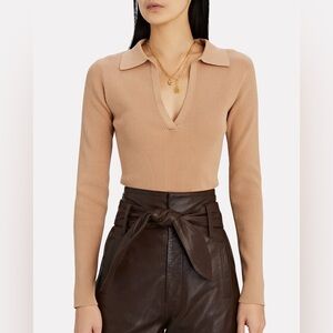 Intermix Nina Rib Knit Polo Top